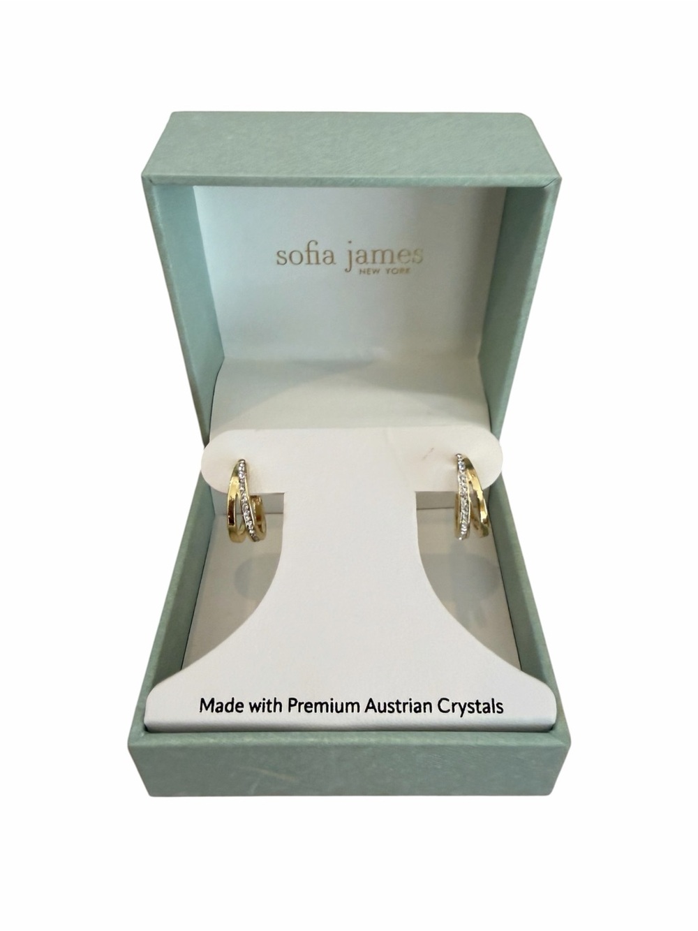 Sofia James Silver Plated Austrian Crystal Twin-Hoop Earrings NWT